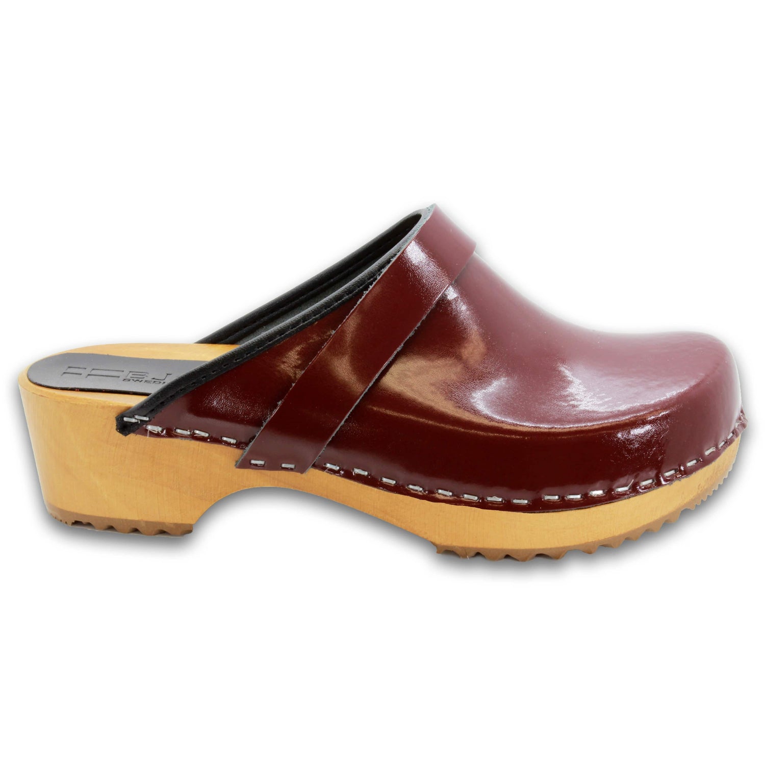 LEIA Wood Classic Open Back Patent Leather Clogs – BJORK Swedish Comfort