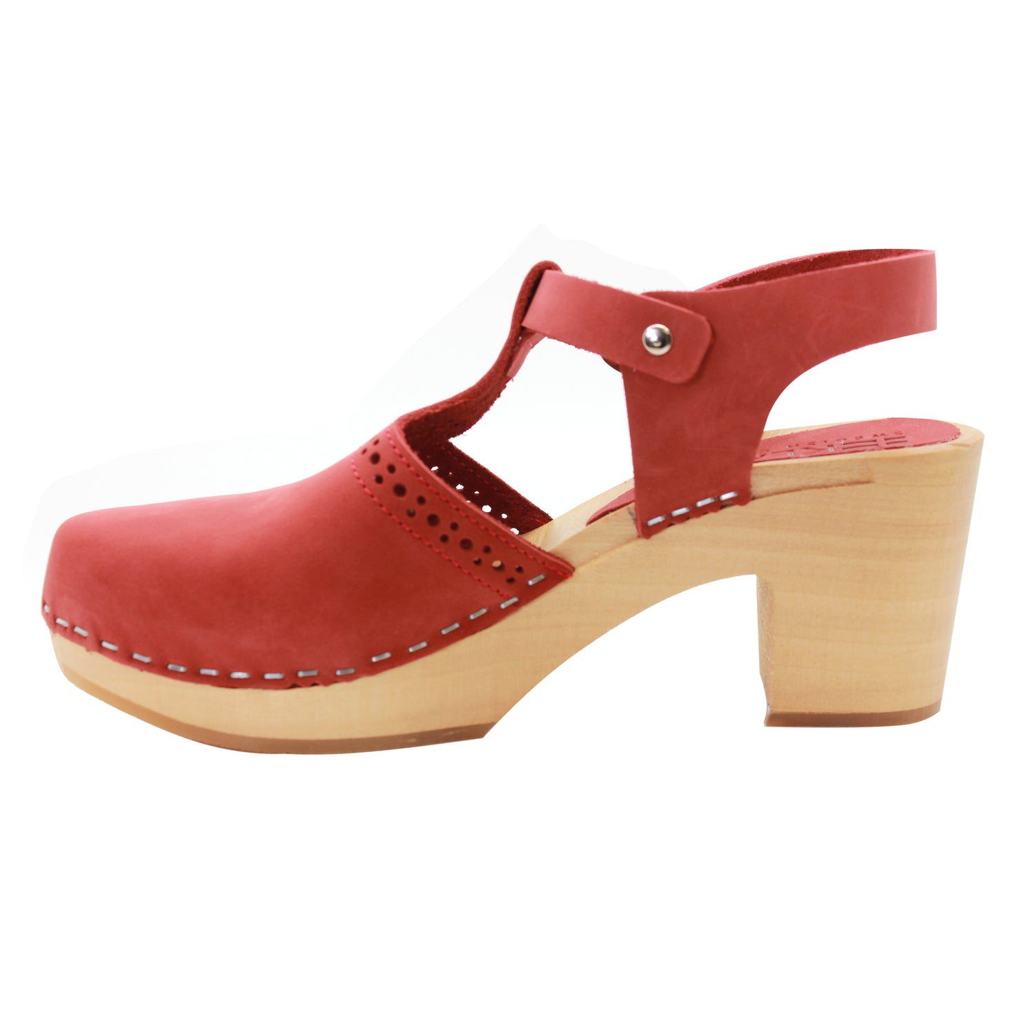 ANNELI Swedish Wooden Clogs in Red Nubuck – BJORK Swedish Comfort