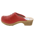 MANDY Wood Open Back Stitched Leather Clogs