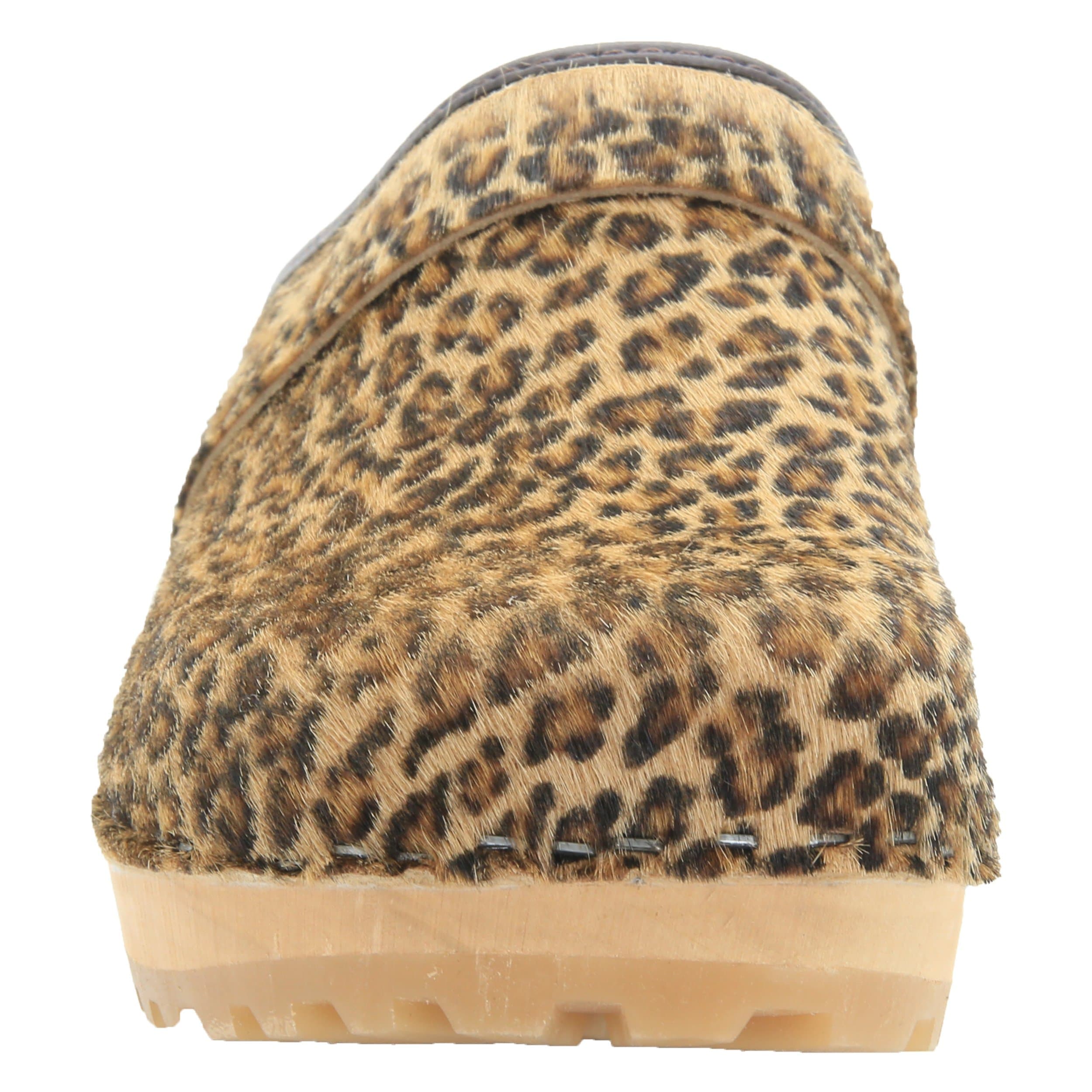 Leopard Work Clogs Safari Wood Open Back Leopard Clogs – BJORK Swedish Comfort
