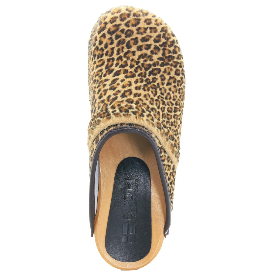 Leopard Work Clogs Safari Wood Open Back Leopard Clogs – BJORK Swedish Comfort