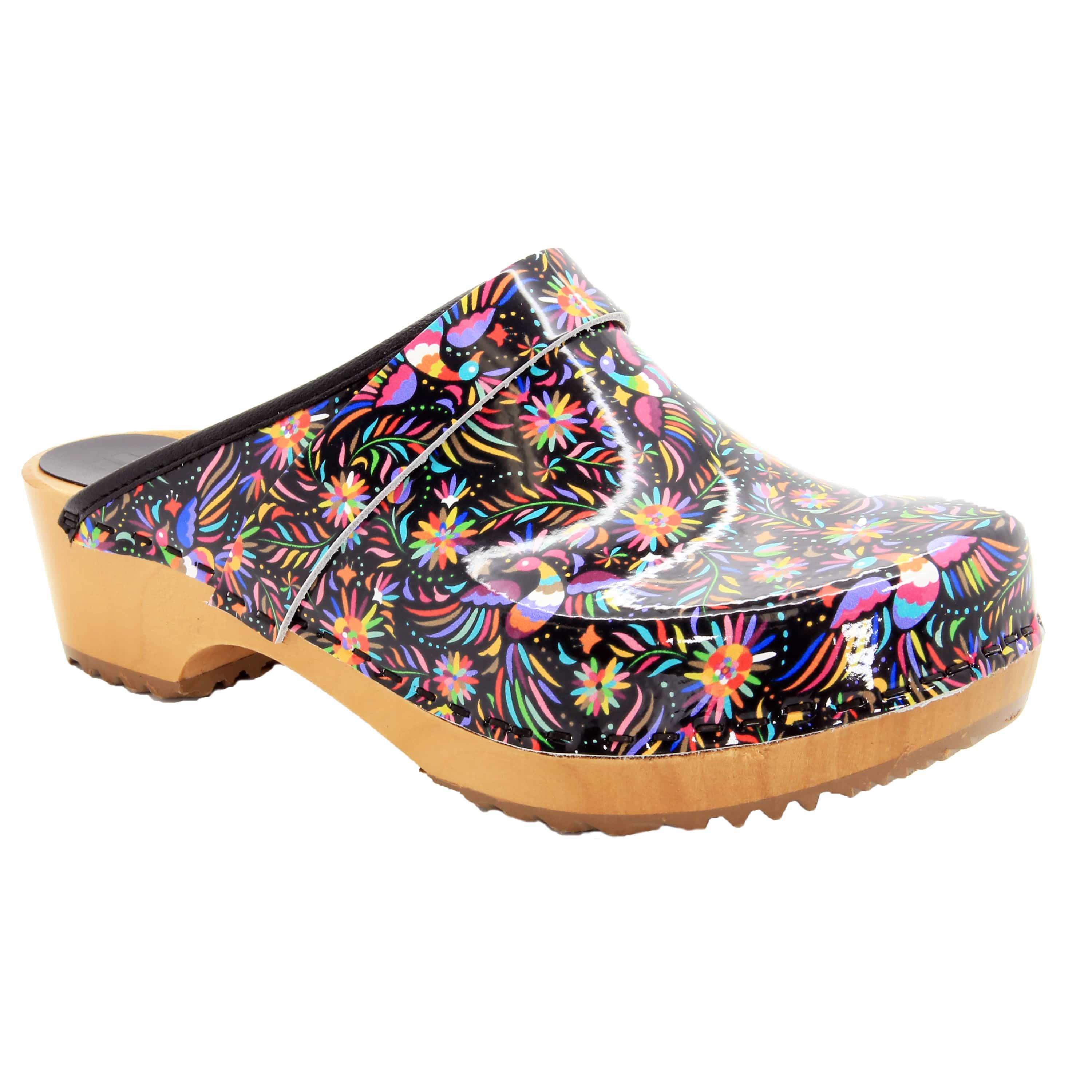 Araceli Wood Open Back Leather Clogs