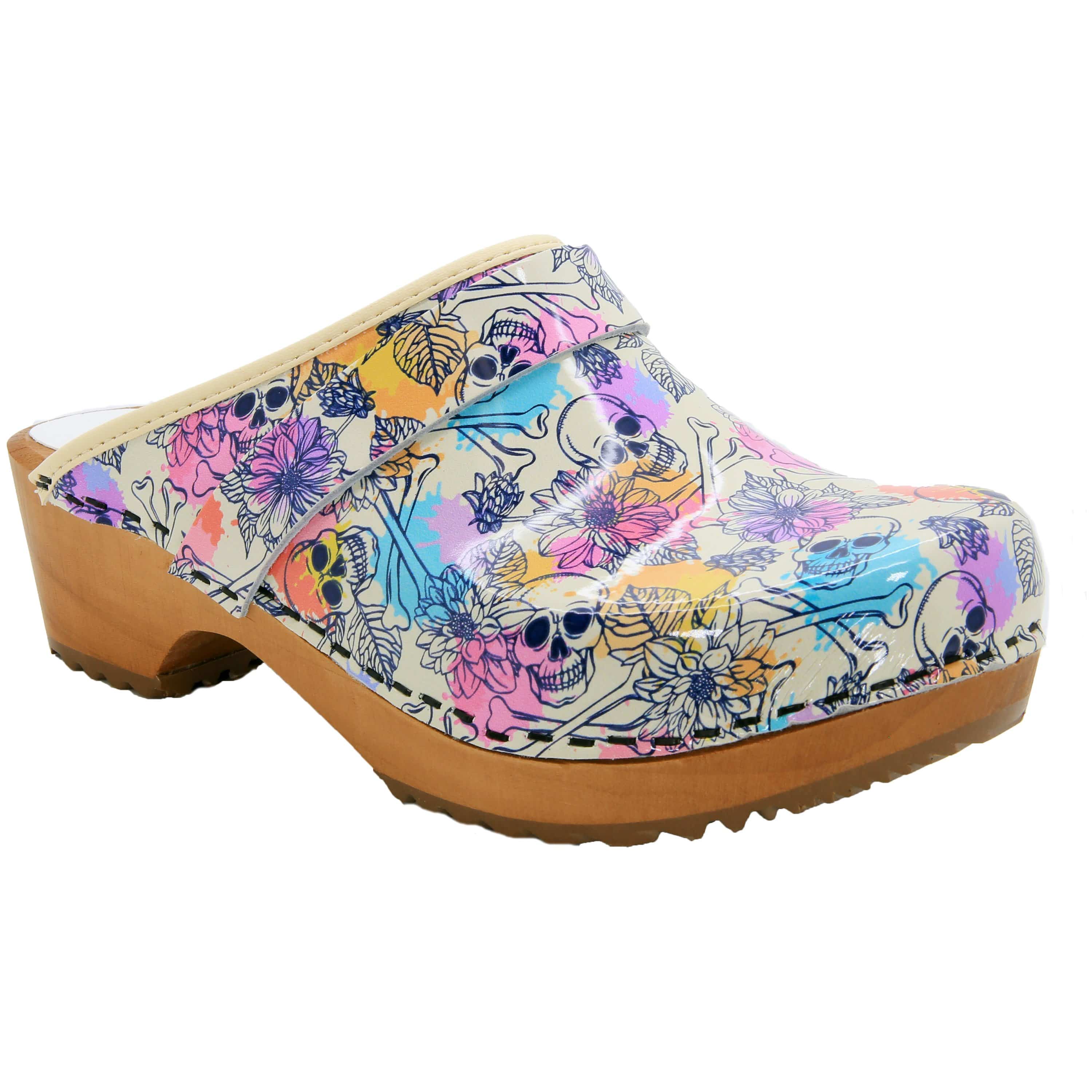 Bonita Wood Open Back Leather Clogs