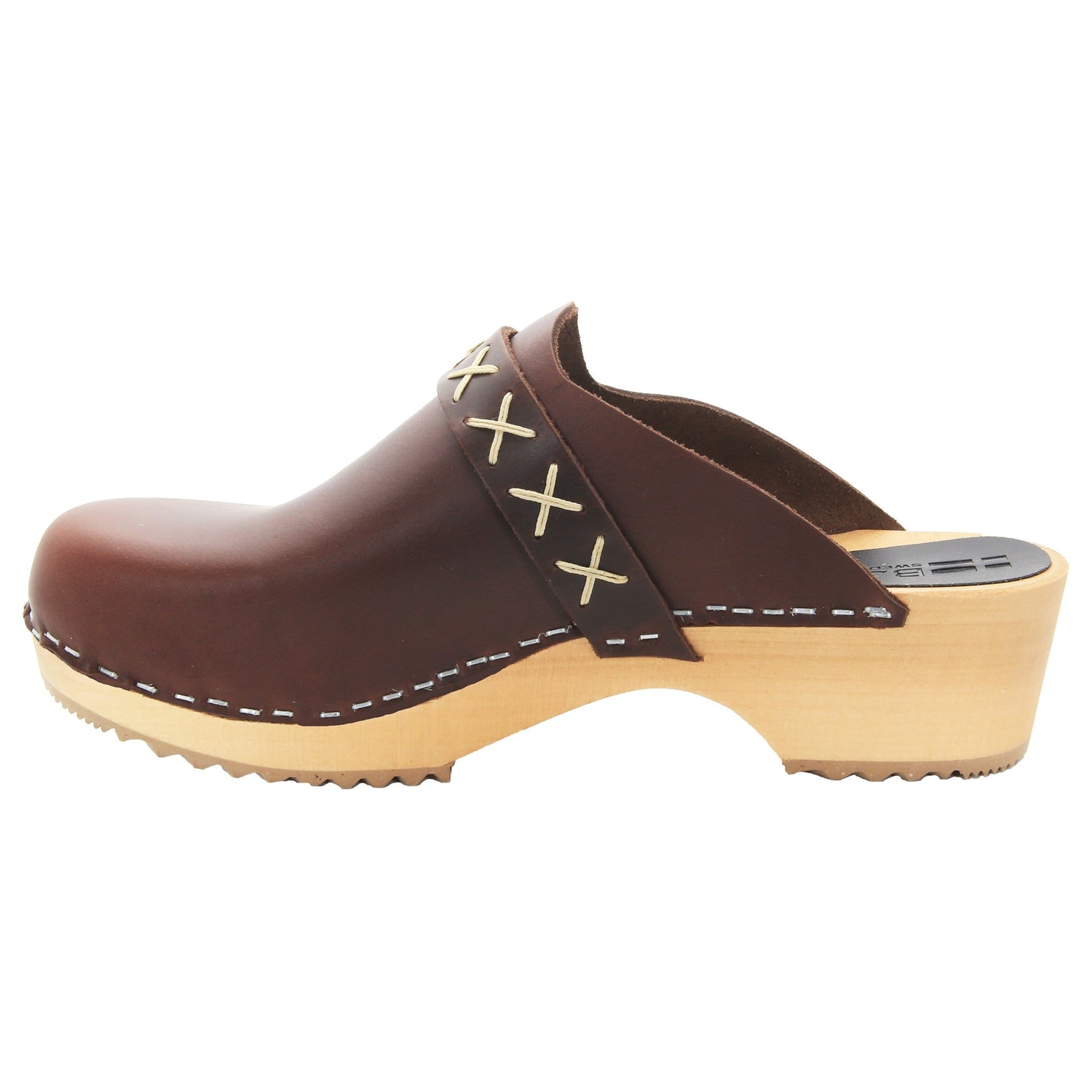 Pixie Wood Open Back Full Grain Leather Clogs Bjork Swedish Comfort 1269