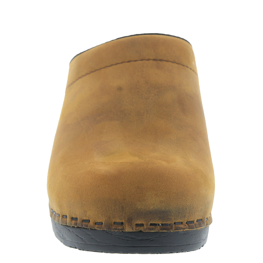 SARA OPEN BACK Oiled Leather Clogs