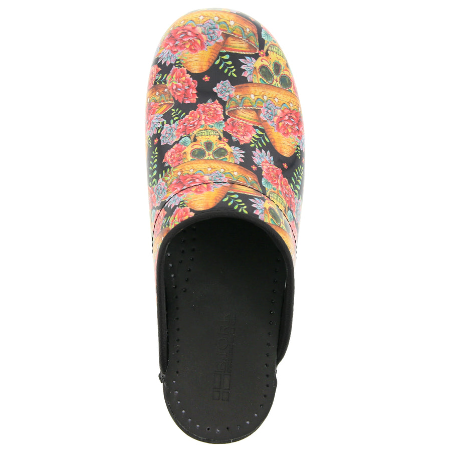 OPEN VERA Limited Edition Sugar Skull Leather Clogs