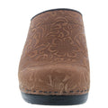 FLORA Carved Open Back Leather Clogs