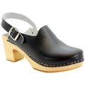 BJORK 754001-2-36 BJORK SVEA Wood Fashion Clog Sandals in Leather Black Smooth / EU-36
