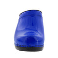 Elly Open Back Blue Patent Leather Clogs