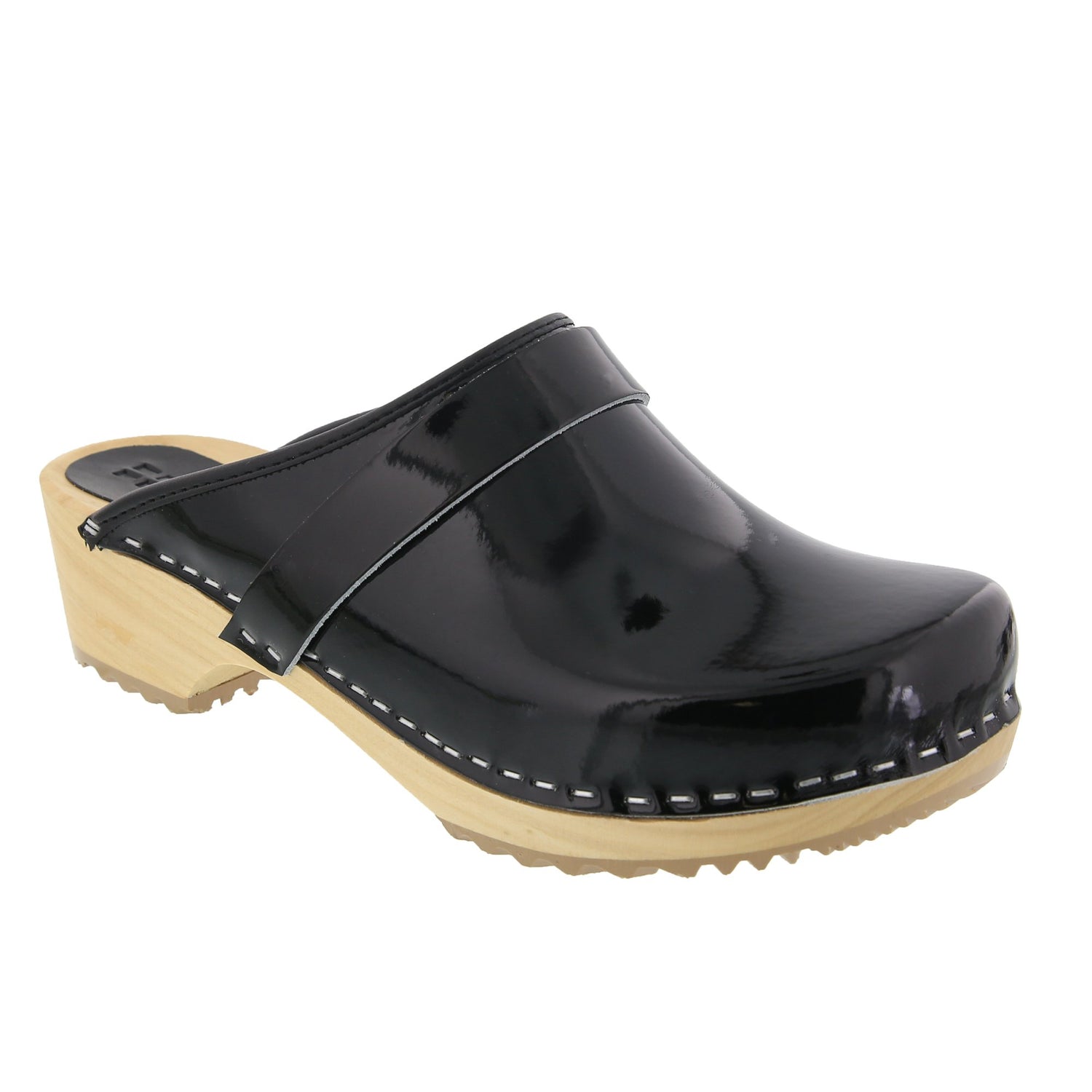 LEIA Wood Classic Open Back Patent Leather Clogs – BJORK Swedish Comfort