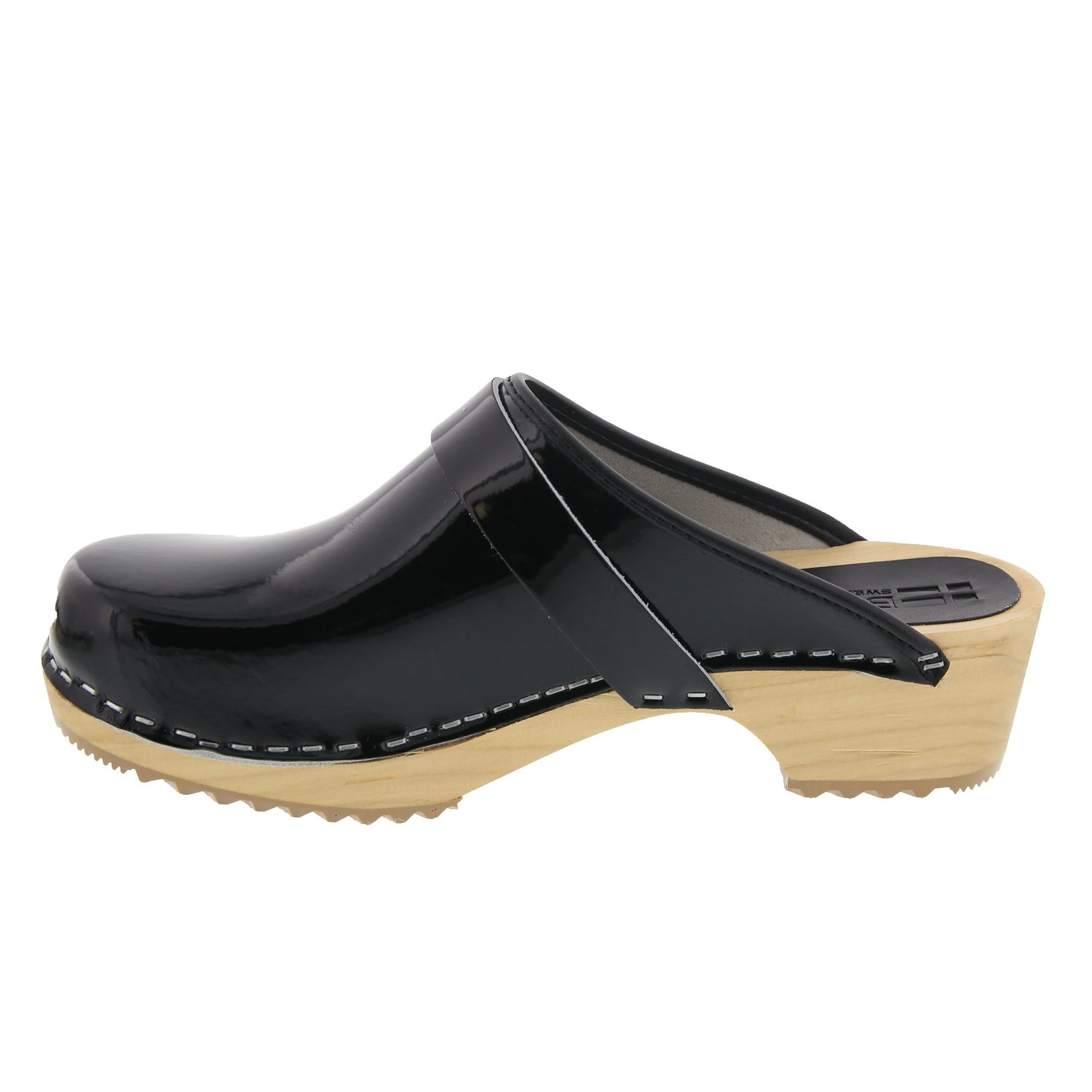 LEIA Wood Classic Open Back Patent Leather Clogs – BJORK Swedish Comfort