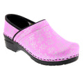 PROFESSIONAL Silver Flower Leather Clogs