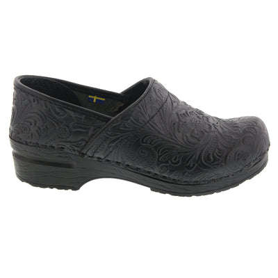 PROFESSIONAL FLORA Carved Leather Clogs