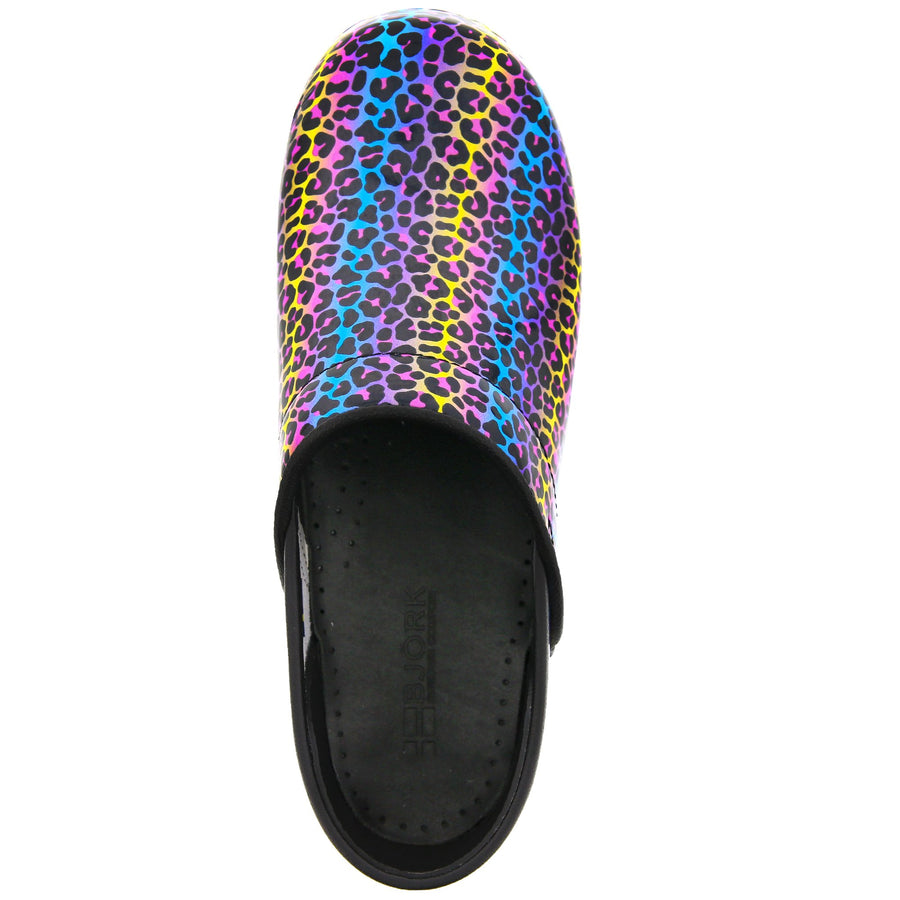 PROFESSIONAL Cheetah Leather Clogs