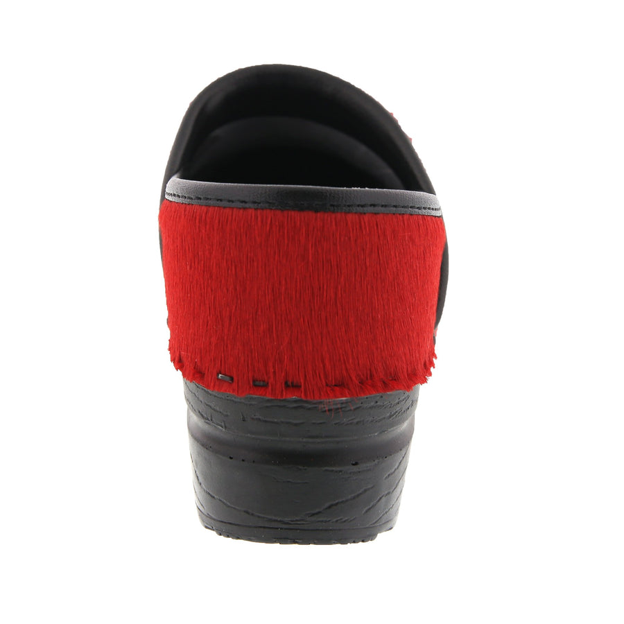 PROFESSIONAL Red Fur Leather Clogs