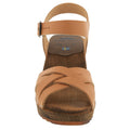 ANNIKA Swedish Wood Open Back Clog Sandals in Cognac Veg-Tan Leather