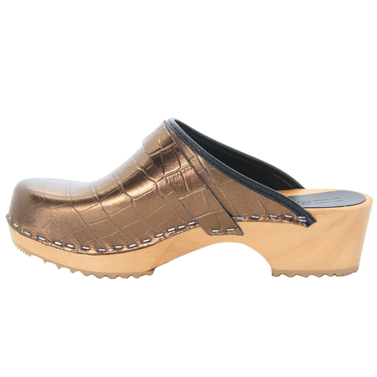 Maja Wood Open Back Croco Print Leather Clogs – BJORK Swedish Comfort