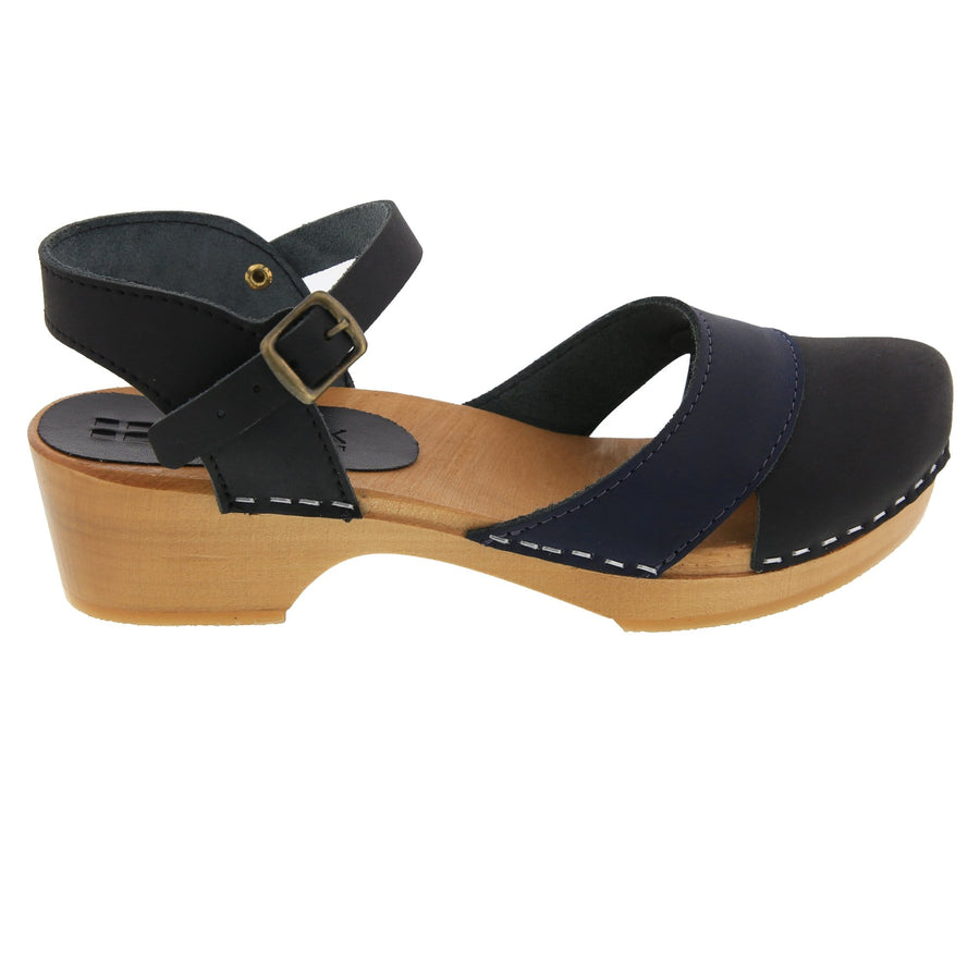 BJORK MILA Wooden Clog Sandals in Oiled Leather