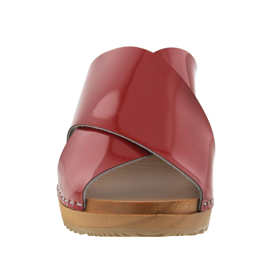 BJORK Shop BJORK EEVI Criss-Cross Wood Clog Sandals in Patent Leather